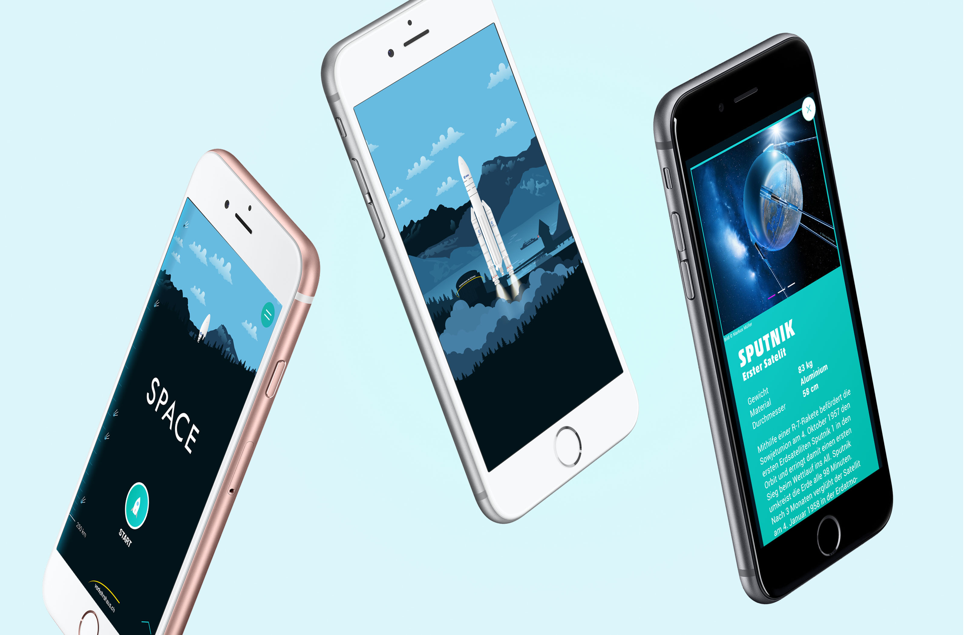 Raumfahrt mobile Screens